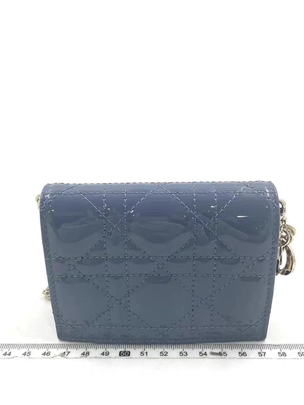 Lady Dior 5- Gusset Card Holder With Chain in Blue